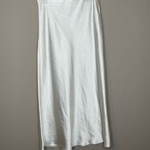 White silk midi skirt